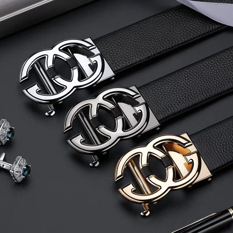 Luxury Brand Designer Belt With G-type Metal Automatic Buckle For Men's-JonasParamount - Black