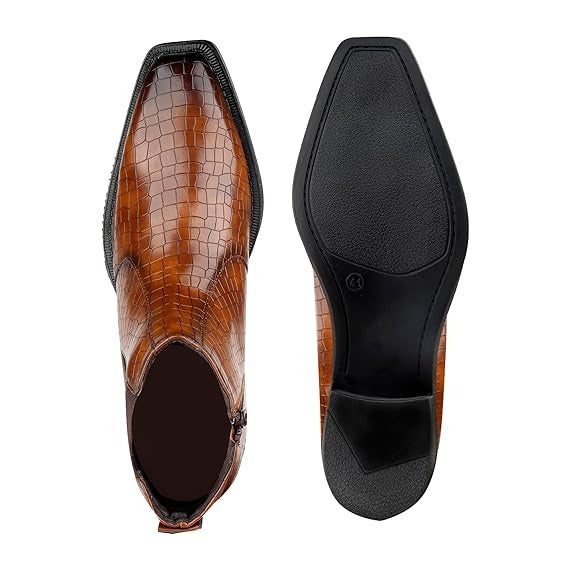JonasParamount Men’s Crocodile Texture Chelsea Boots