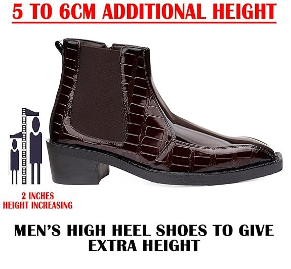 JonasParamount Brown Semi-Formal Croc Texture Chelsea Boots