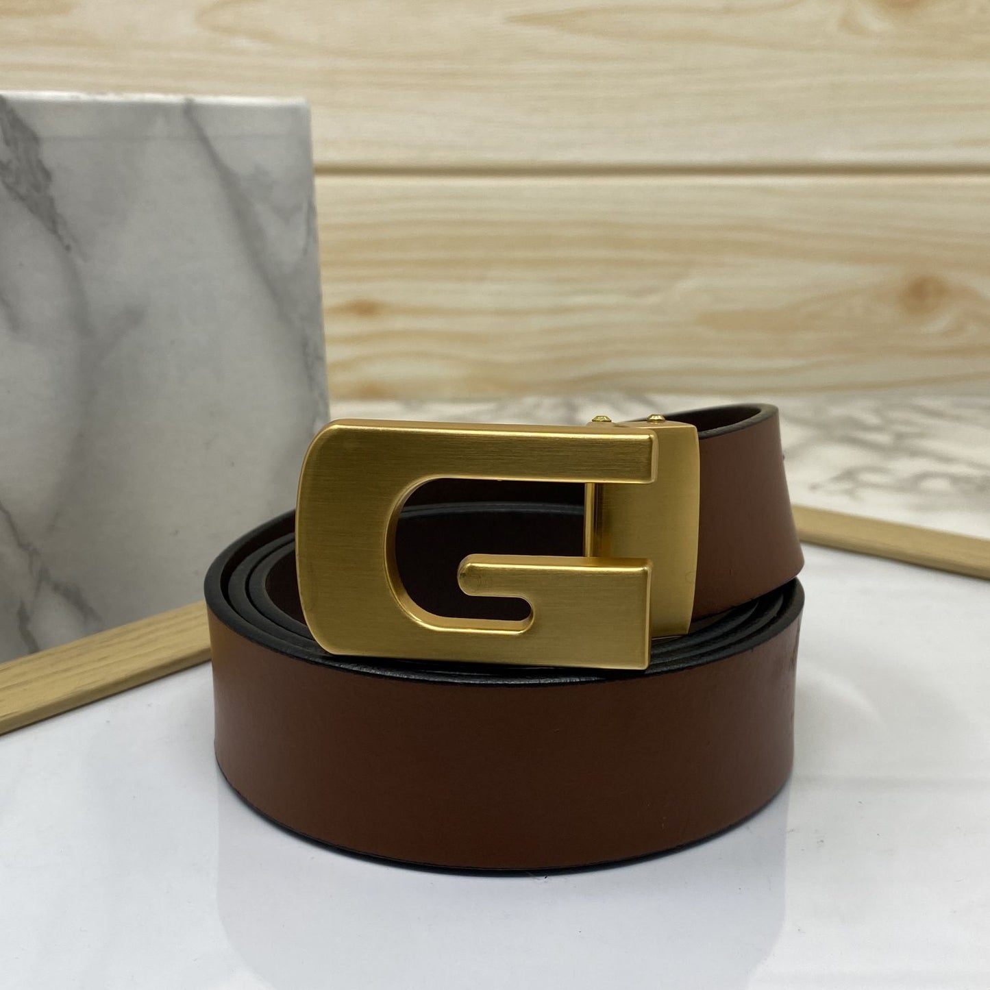 Metal G-Shape Leather Strap Belt-JonasParamount