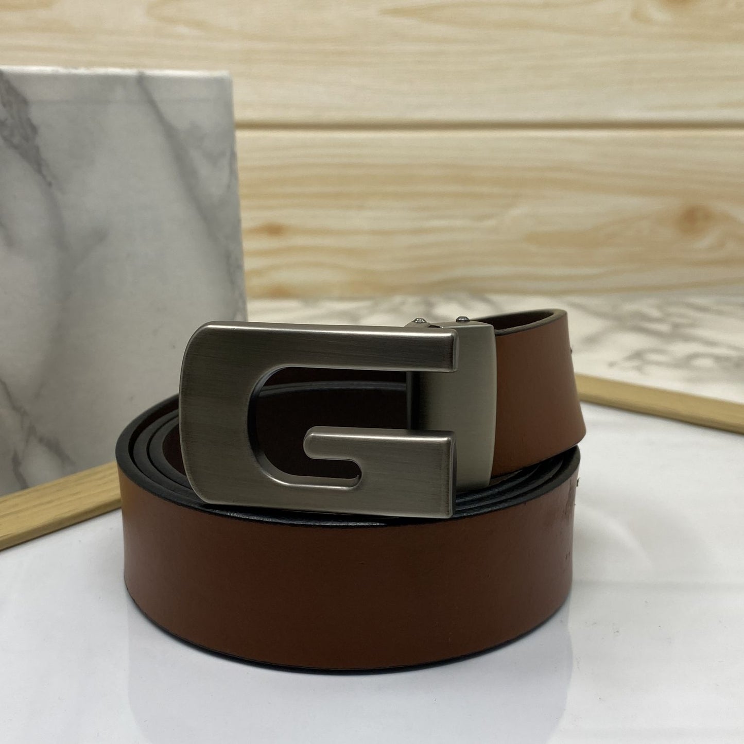 Metal G-Shape Leather Strap Belt-JonasParamount