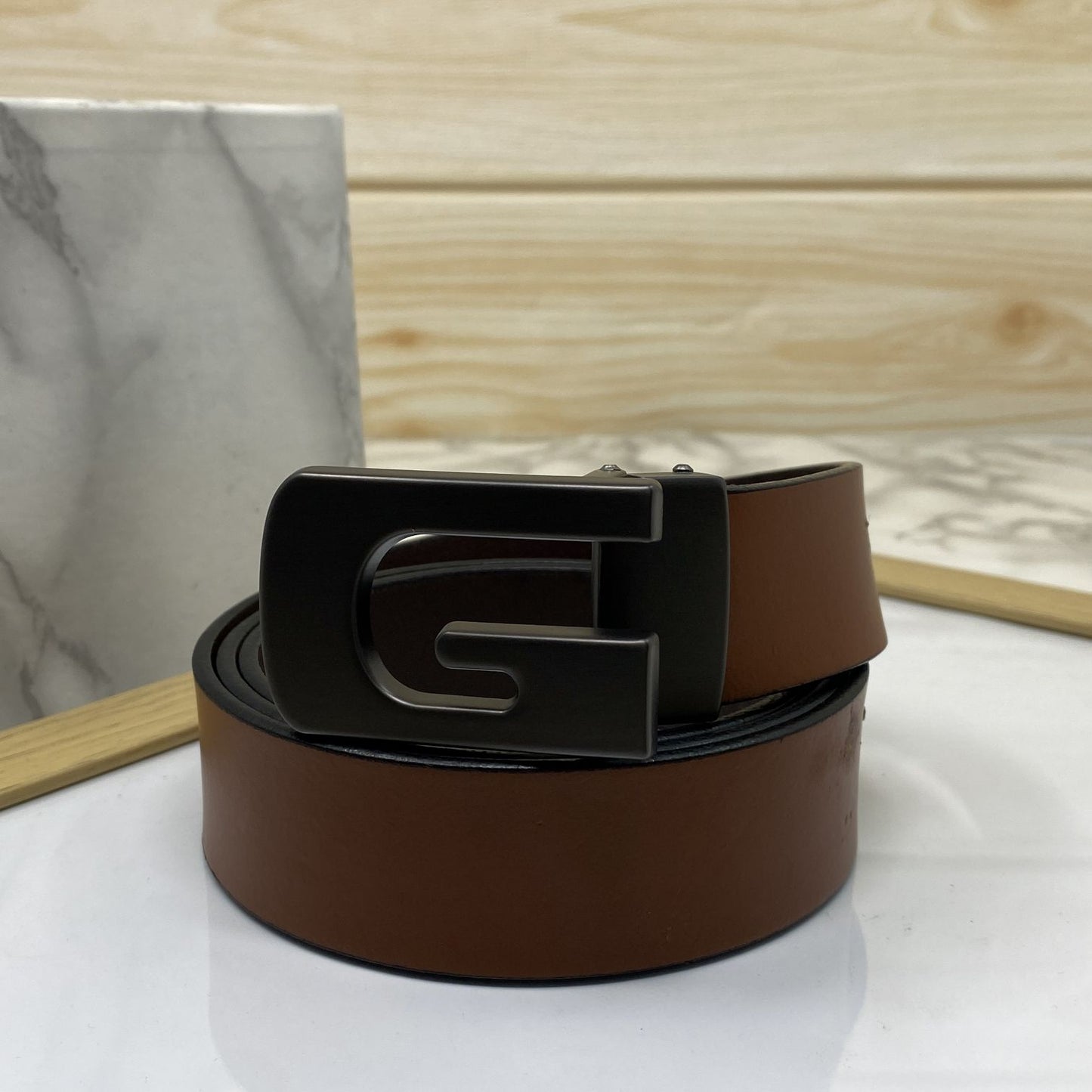 Metal G-Shape Leather Strap Belt-JonasParamount