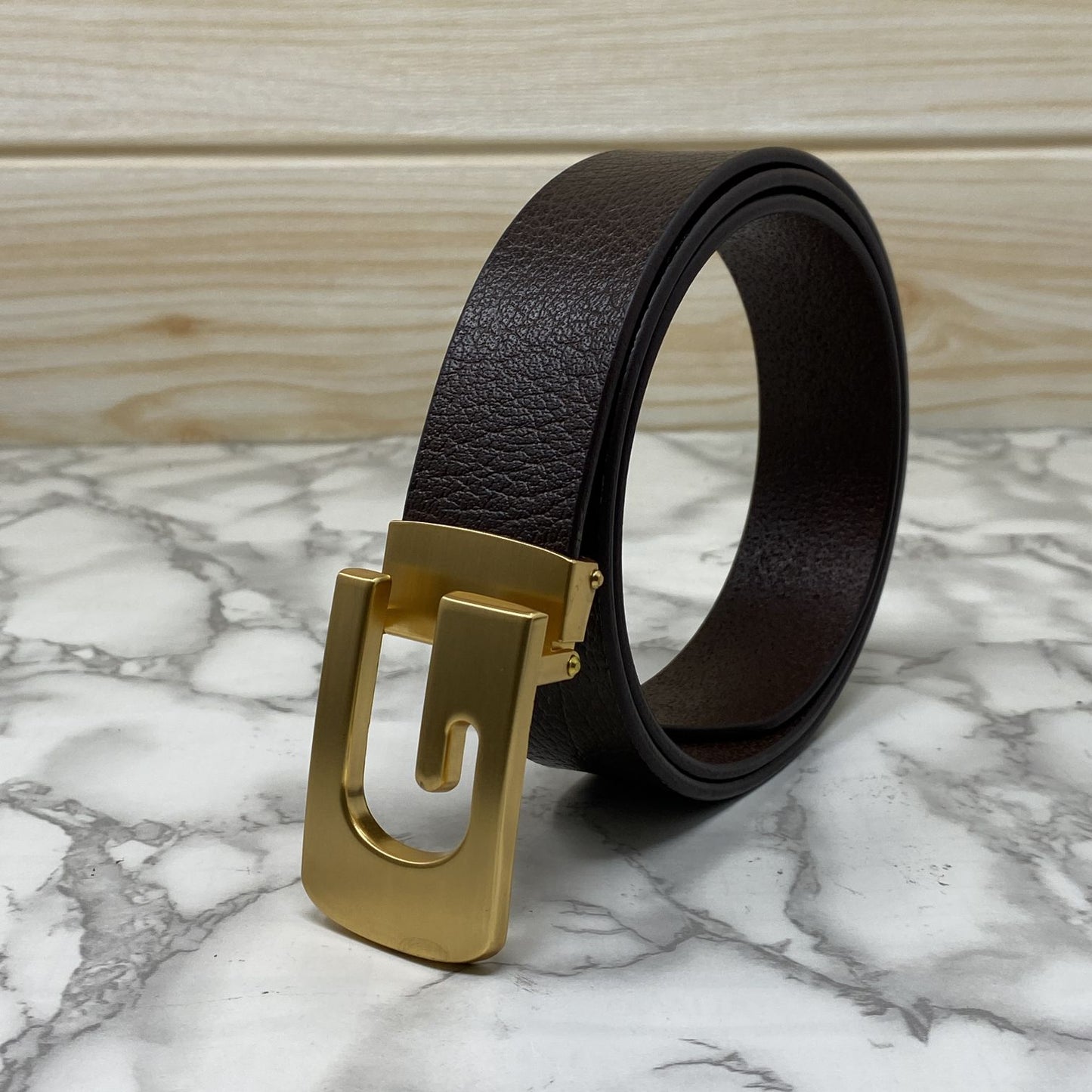 Metal G-Shape Leather Strap Belt-JonasParamount
