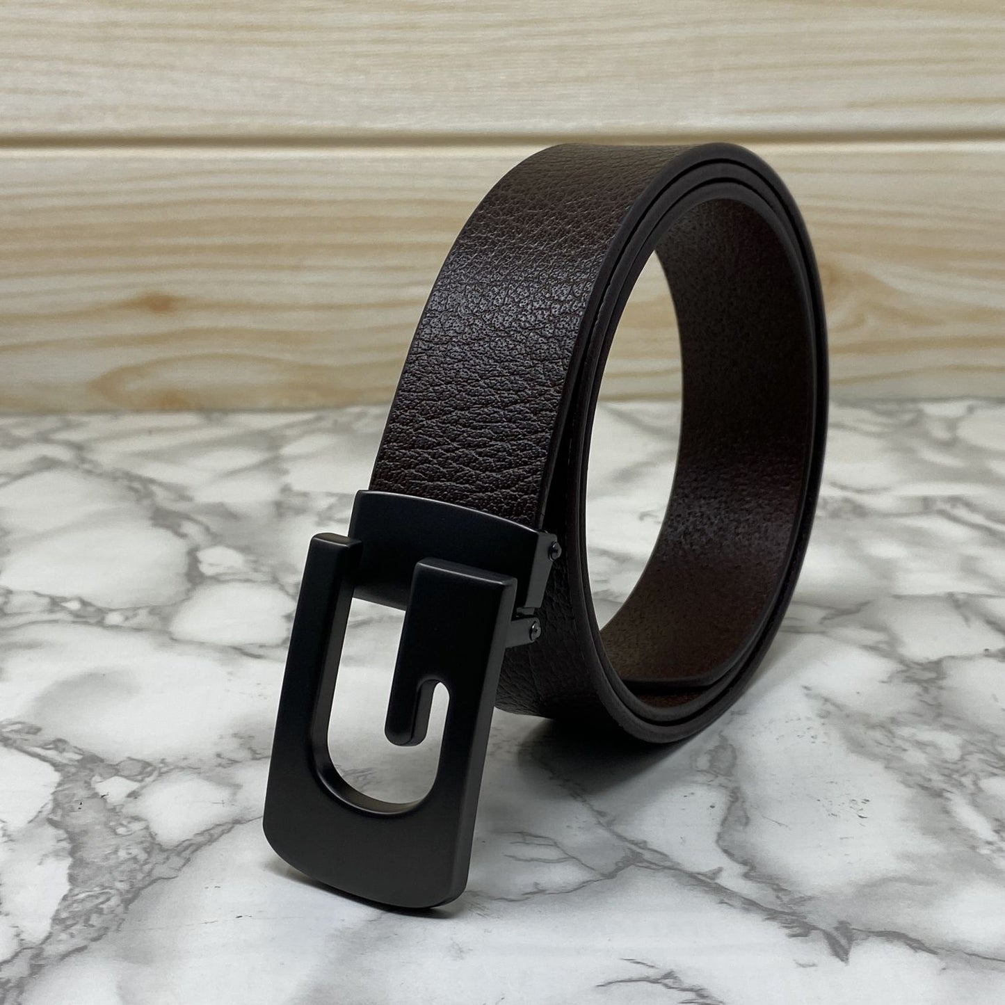 Metal G-Shape Leather Strap Belt-JonasParamount