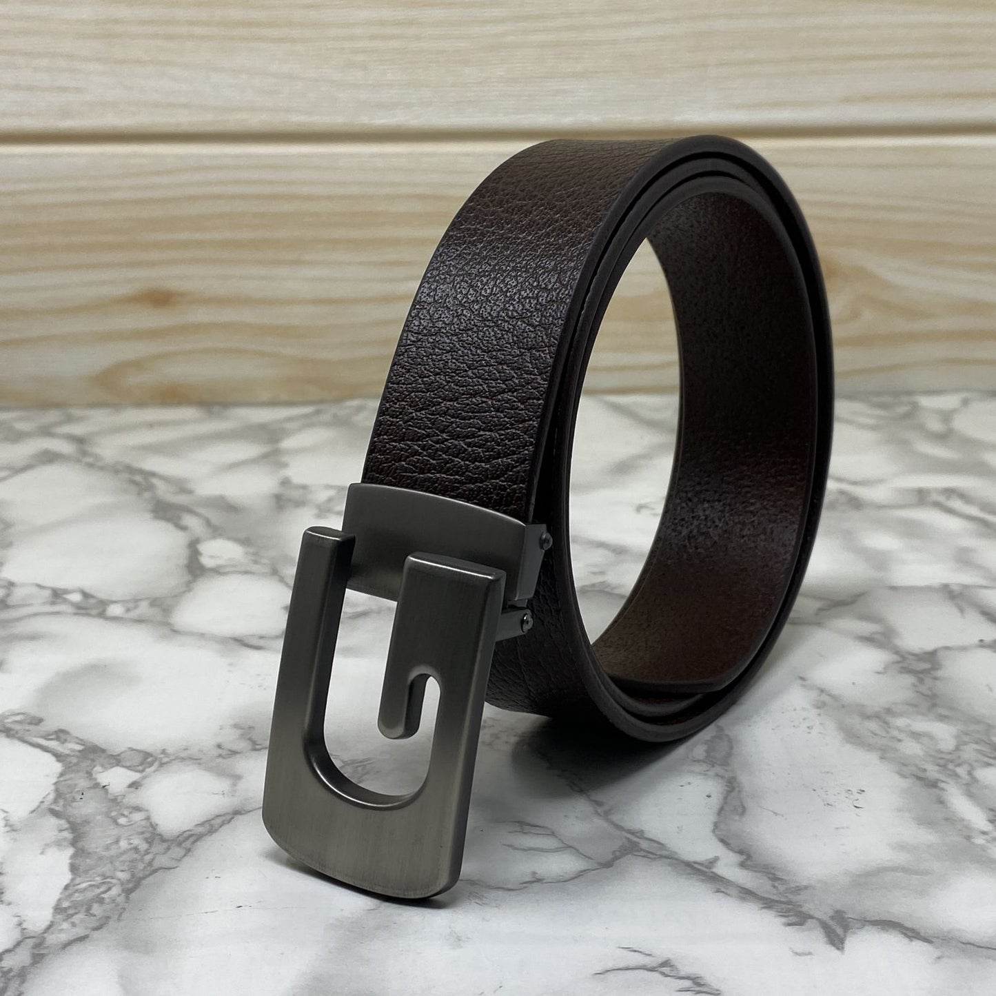 Metal G-Shape Leather Strap Belt-JonasParamount