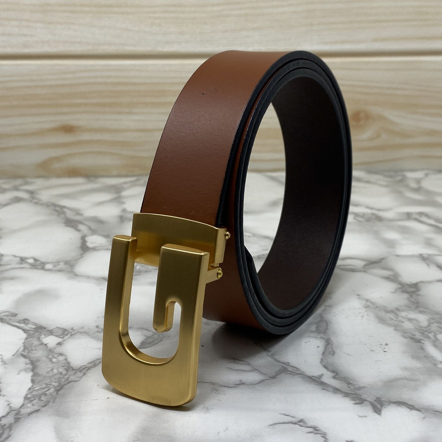 Metal G-Shape Leather Strap Belt-JonasParamount