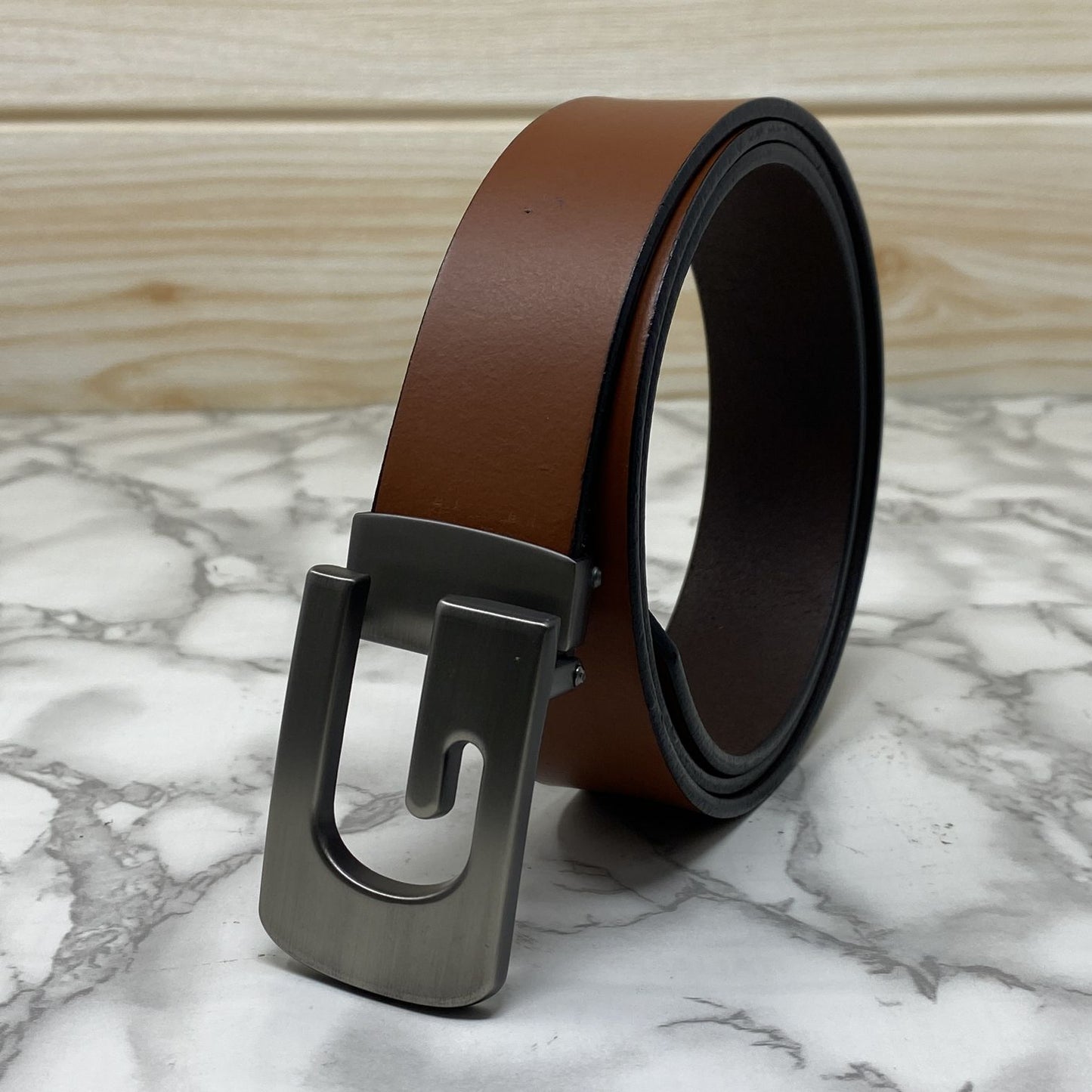 Metal G-Shape Leather Strap Belt-JonasParamount