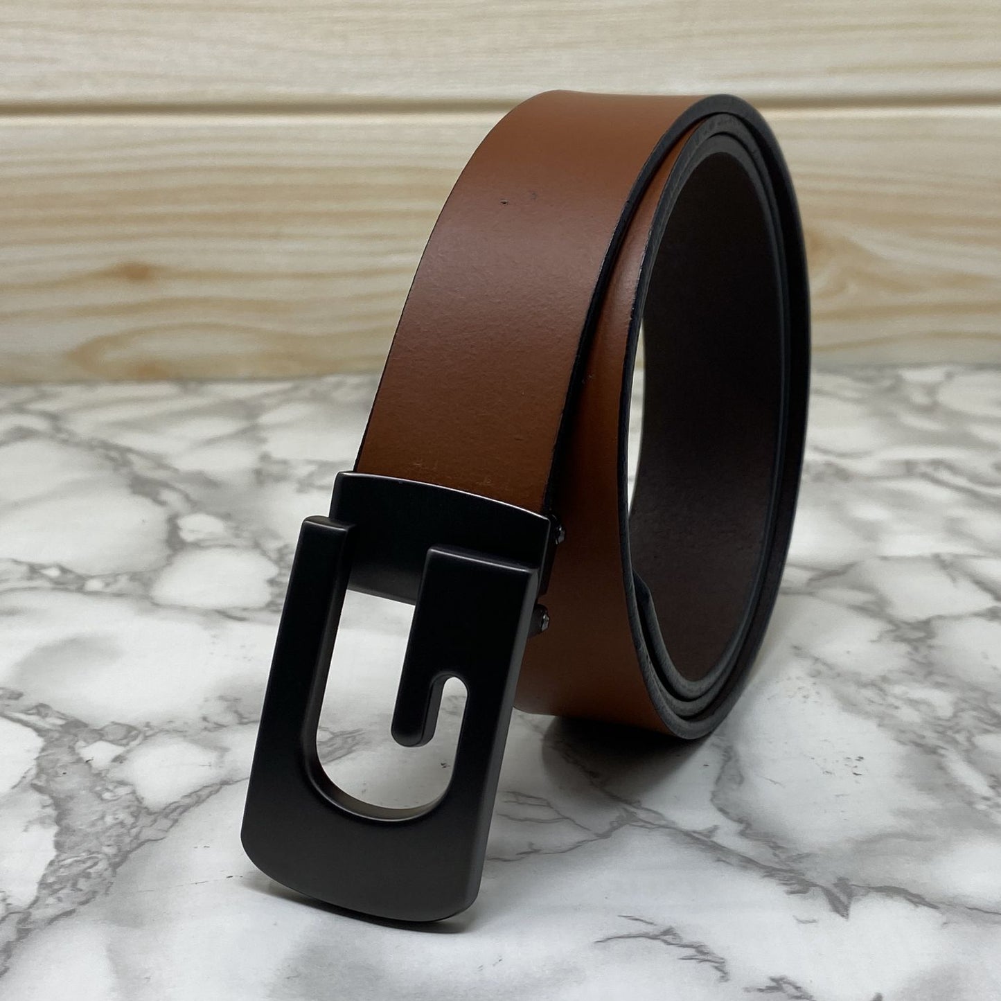 Metal G-Shape Leather Strap Belt-JonasParamount