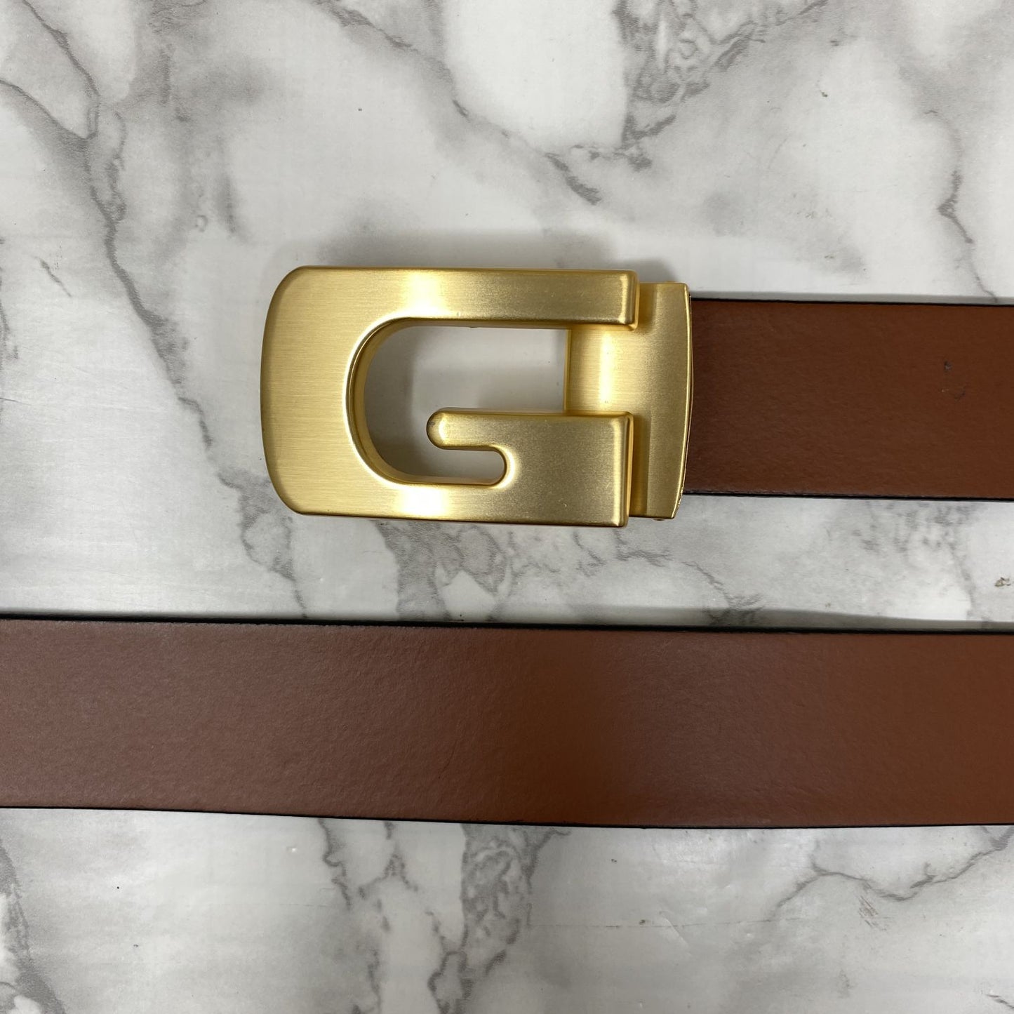Metal G-Shape Leather Strap Belt-JonasParamount