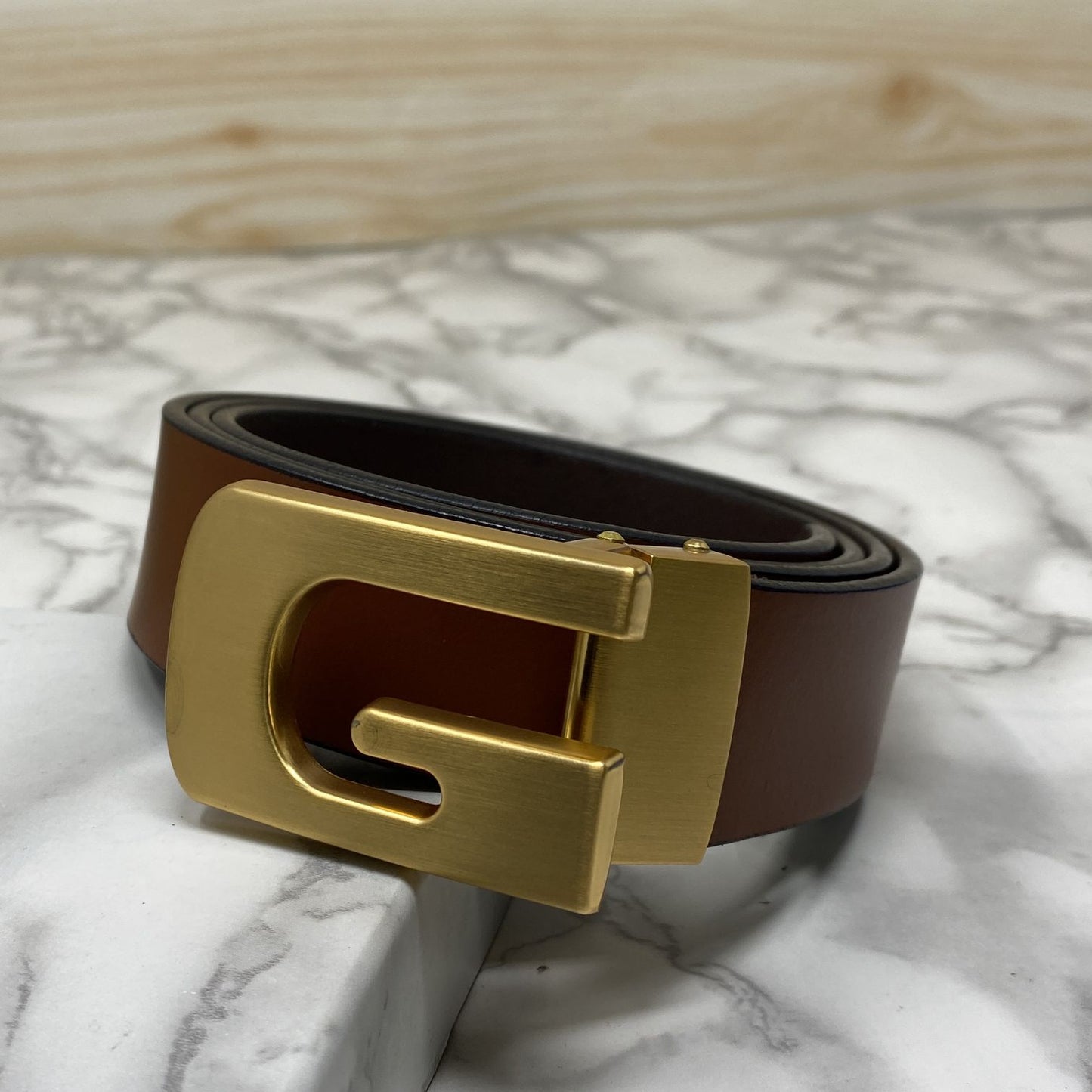 Metal G-Shape Leather Strap Belt-JonasParamount
