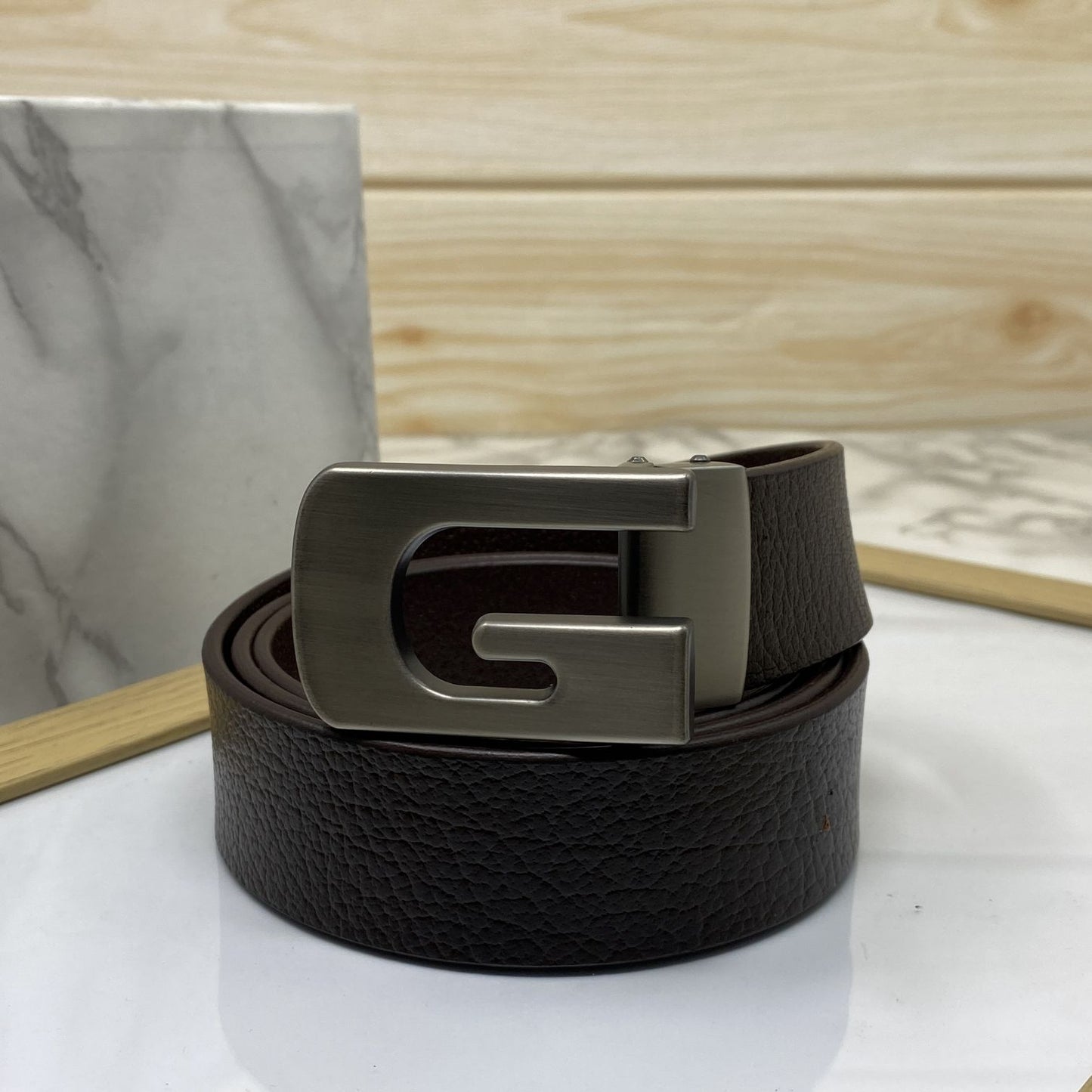 Metal G-Shape Leather Strap Belt-JonasParamount
