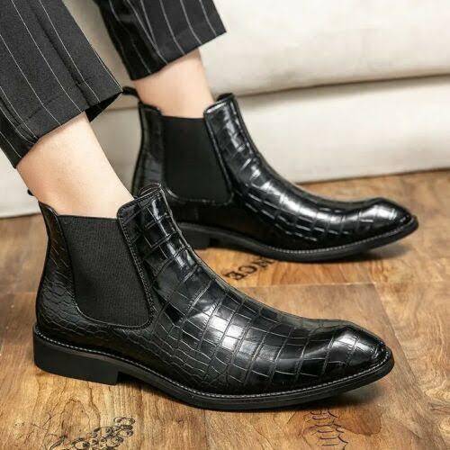 Stylish Croco Italian Casual And Party Wear Boots For Men's -JonasParamount