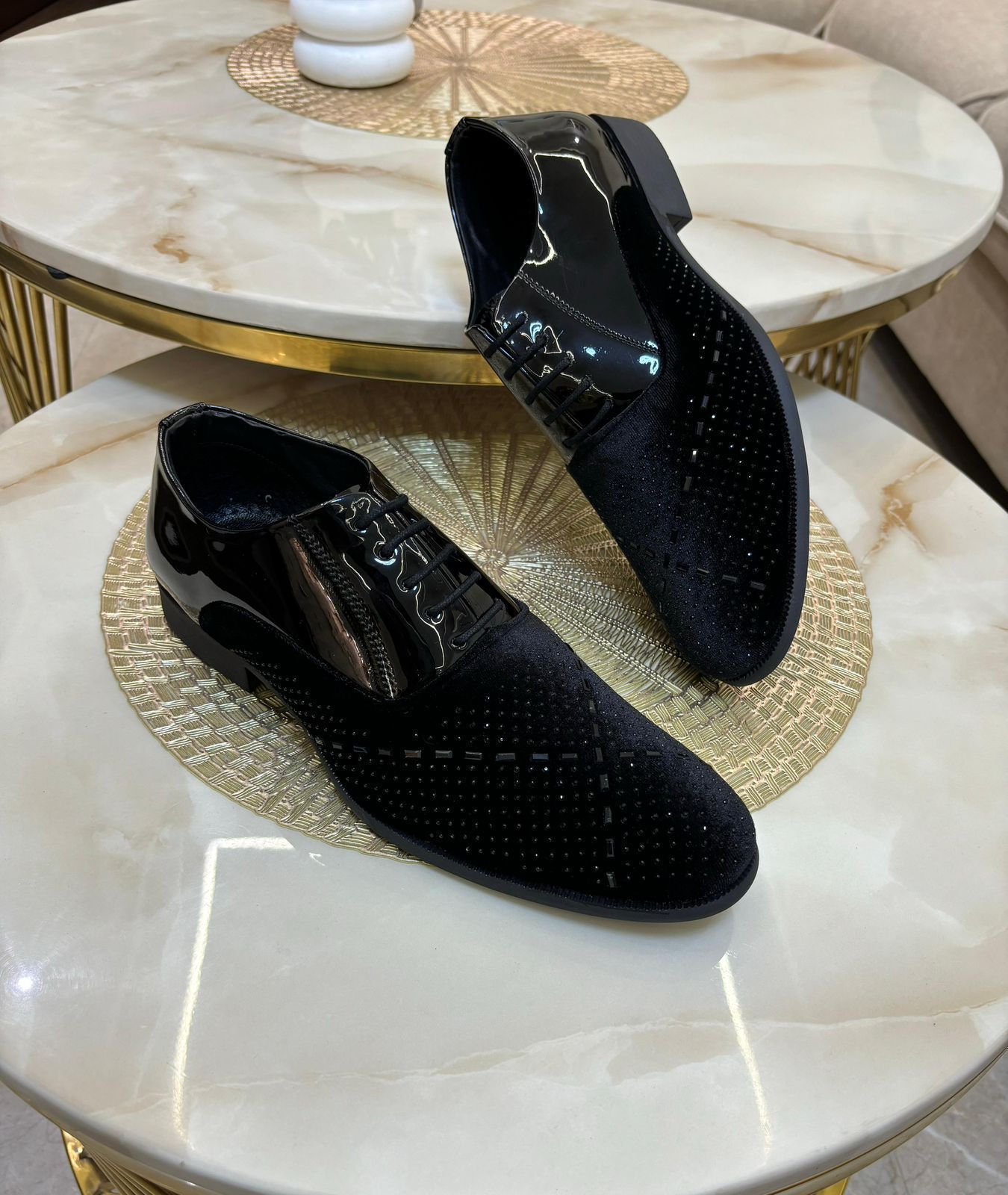 Stylish Wedding and Partywear Studded Mirror Work Formal Shoes-JonasParamount