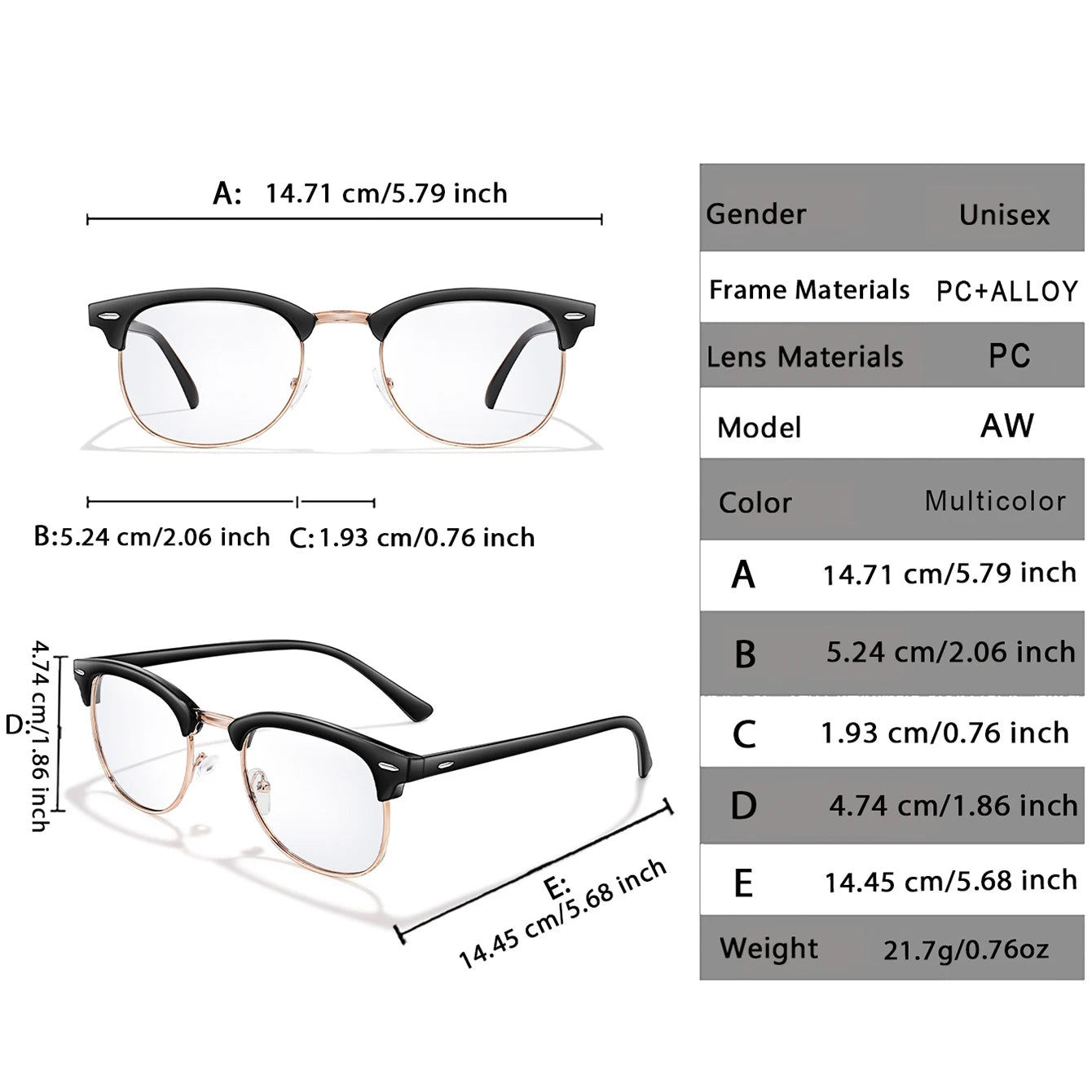 Photochromic Half Frame Reading Glasses for Men & Women
