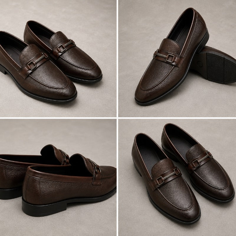 Premium Men’s Metal Bit Moccasins – Luxury Formal Slip-On Loafers