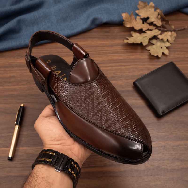 Premium Woven Faux Leather Peshawari Sandals for Men