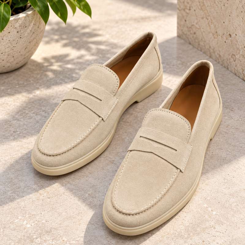 Premium Leather Slip-On Loafers for Men – Handmade TPR Sole