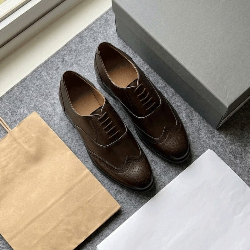 Men's Premium Brogue Lace-Up Formal Shoes – Classic Wingtip Office & Party Wear Shoes
