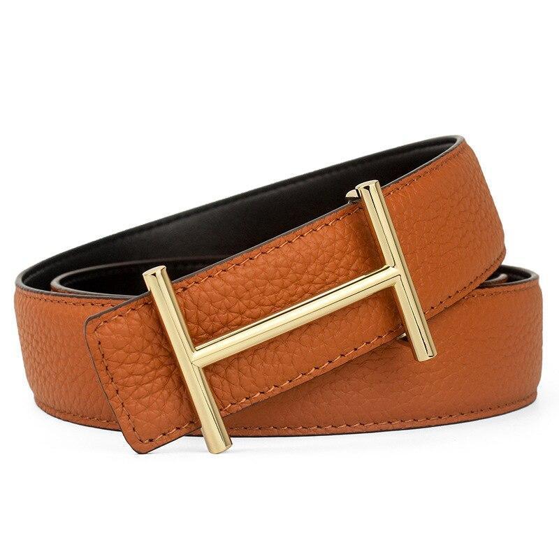 Stylish H-Pattern Leather Strap Belt For Men-JonasParamount