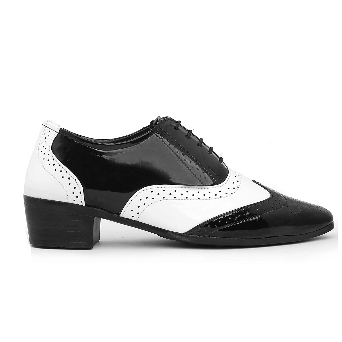 Classy Black And White Height Increasing Casual And Formal Oxford Lace-Up Shoes-JonasParamount