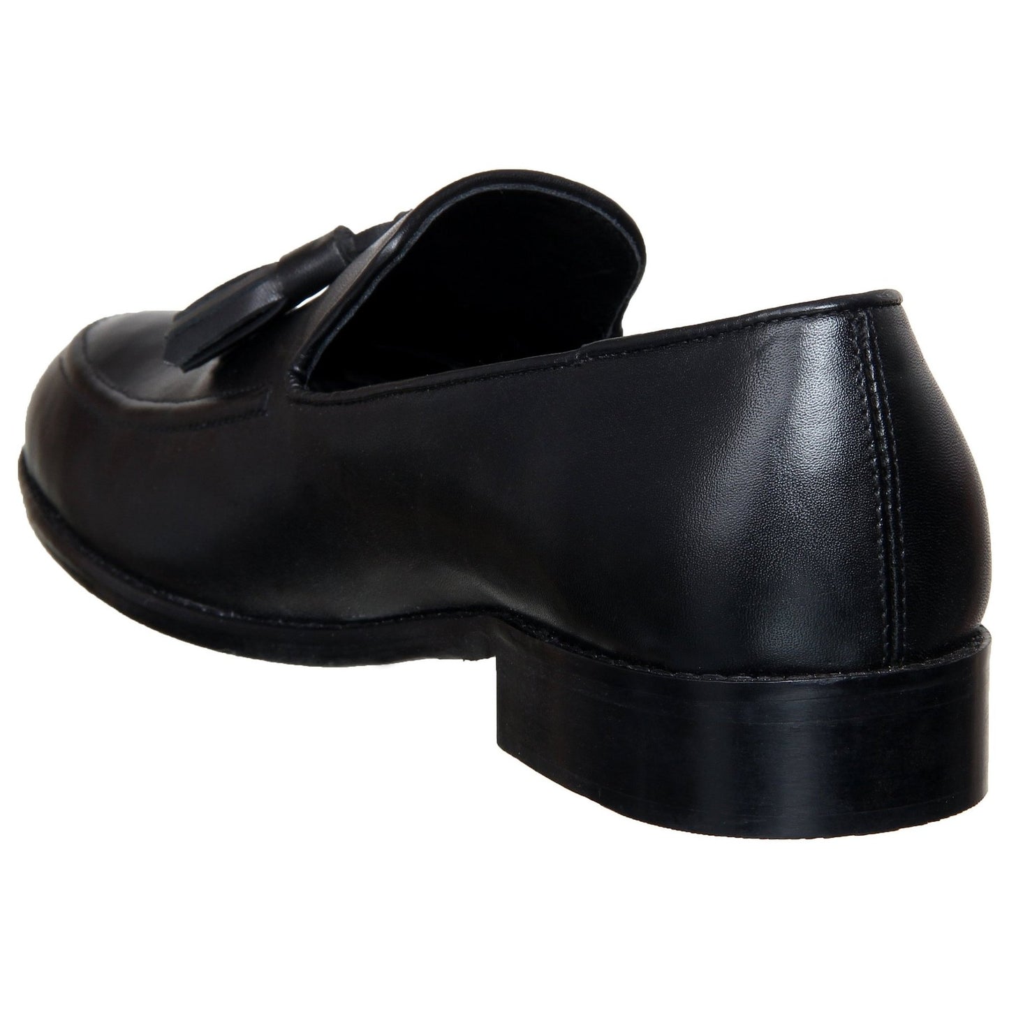 Smooth Black Slipons With Tassles For Men-JonasParamount
