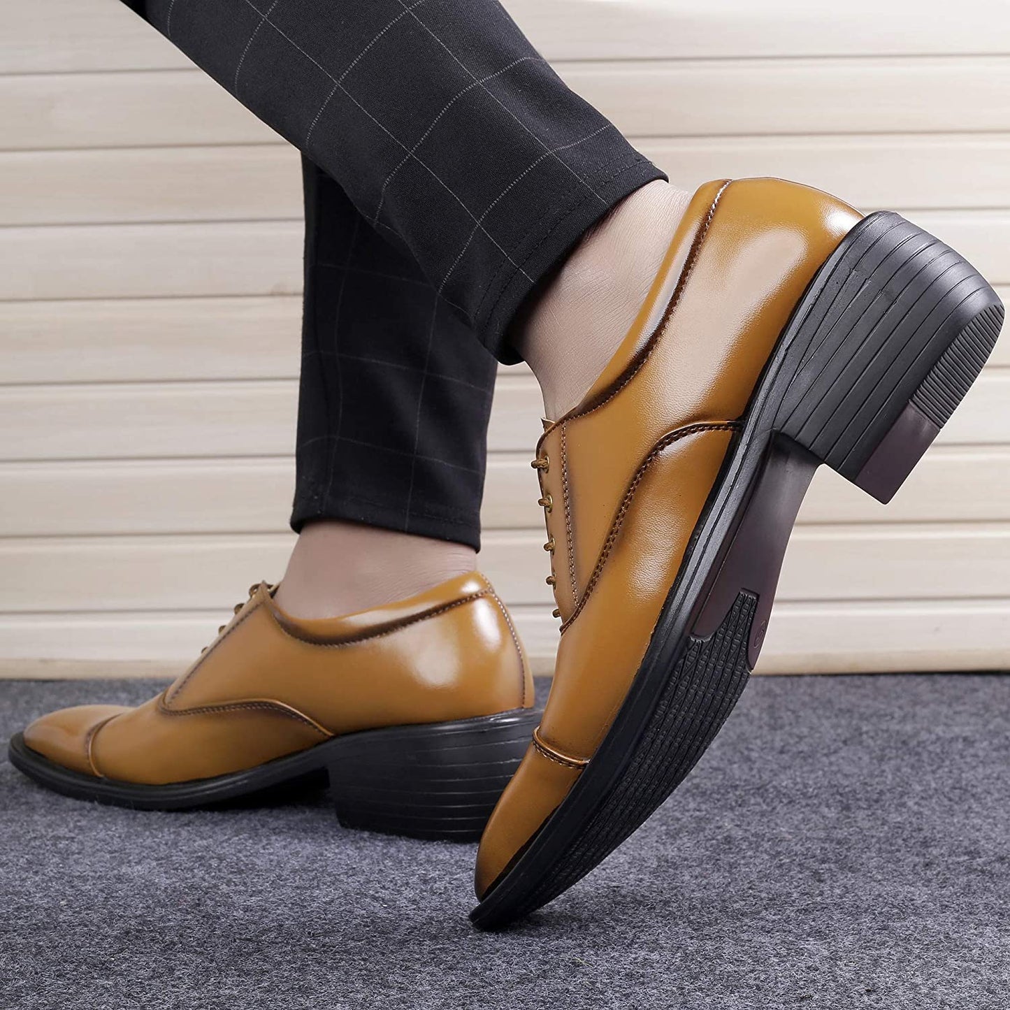 Fashionable Tan Casual And Formal Office Wear Lace-Up Shoes-JonasParamount
