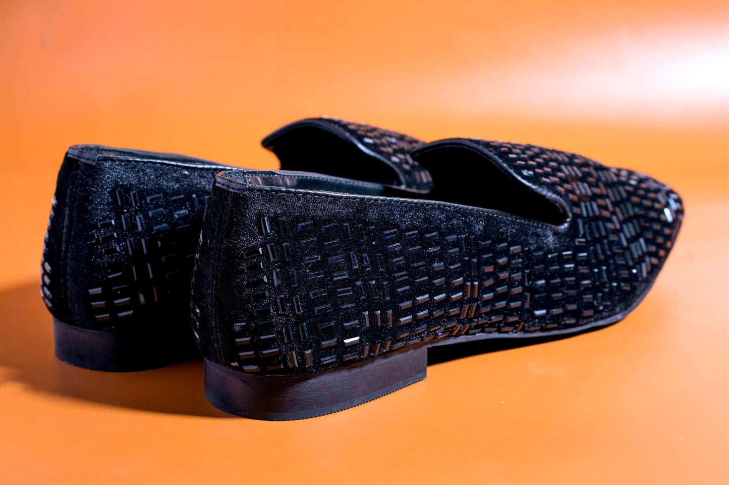 Stylish Men's Fashion Wedding Imported Studded Black Moccasins High Quality Slip On Flat Loafer-JonasParamount