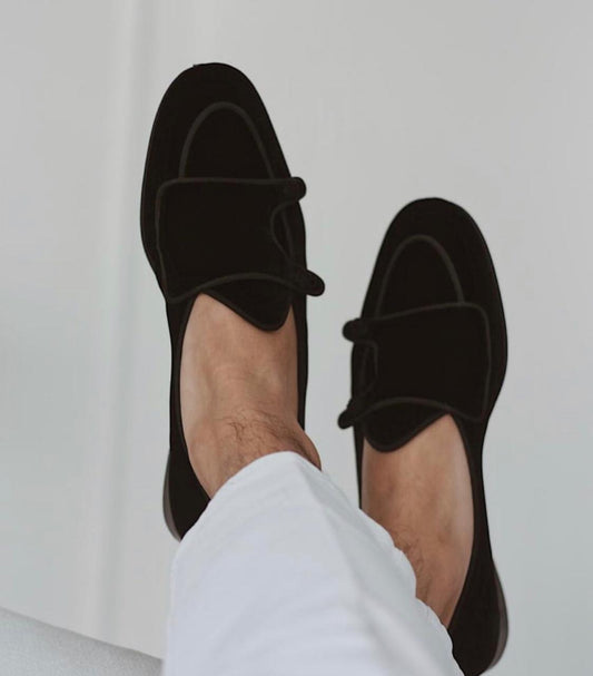Classic Wear Full Black Men Suede Shoes Fashion Business And Partywear Loafer-JonasParamount