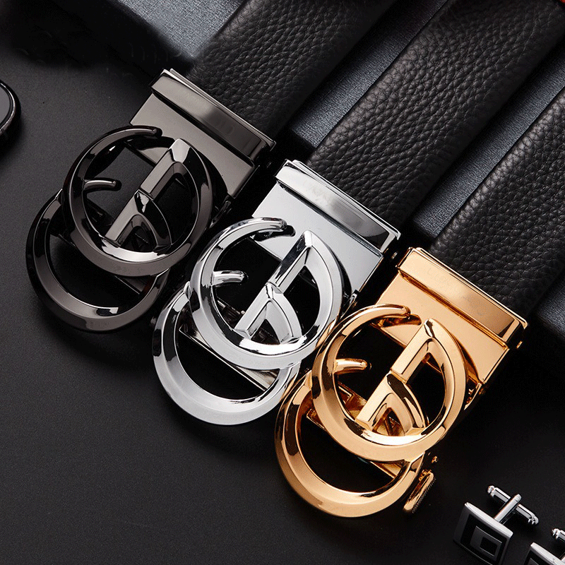Luxury Brand Designer Belt With G-type Metal Automatic Buckle For Men's-JonasParamount - Black