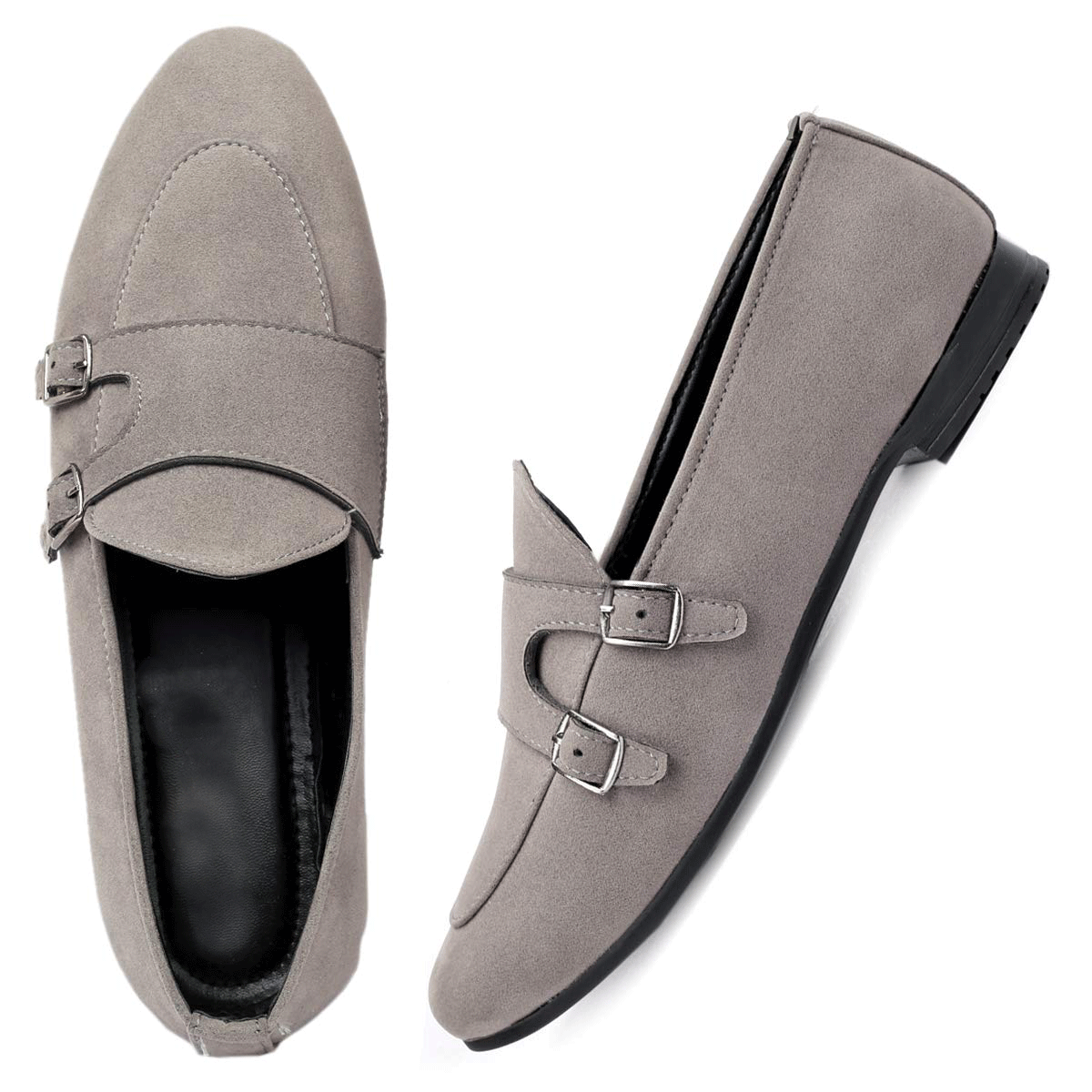 Stylish Double Monk Suede Material Slip On Shoes For Men's-JonasParamount