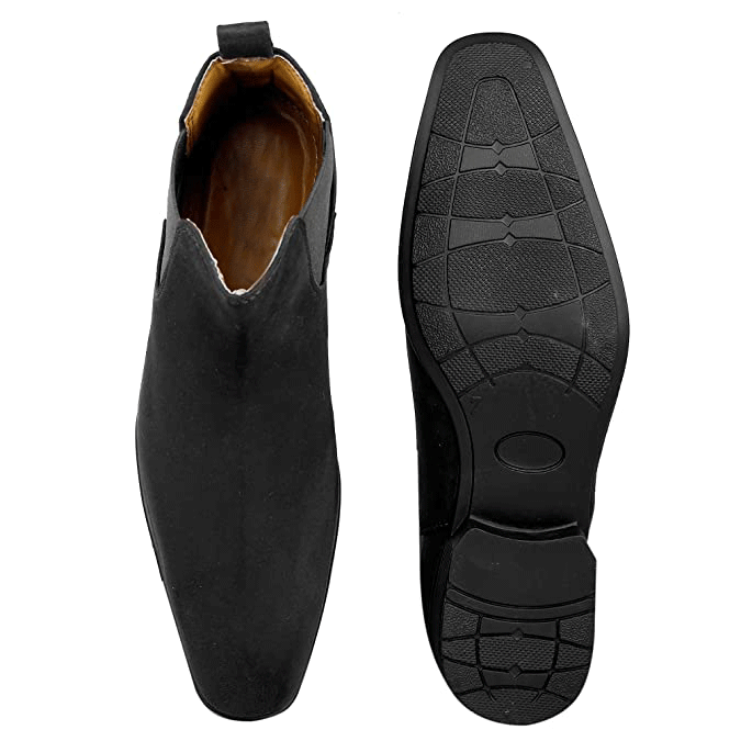 New Arrival Latest Suede Material Black Casual Chelsea Boots For Men-JonasParamount