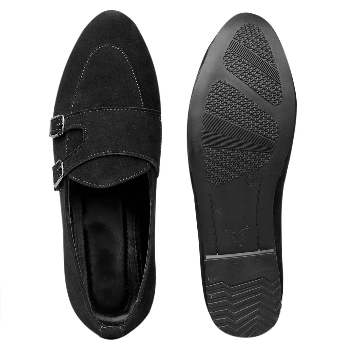 Stylish Double Monk Suede Material Slip On Shoes For Men's-JonasParamount