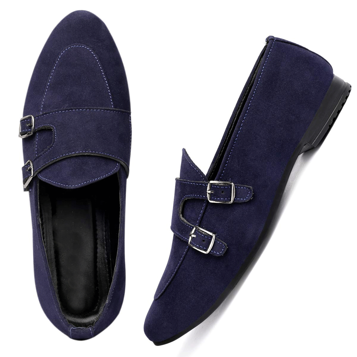 Stylish Double Monk Suede Material Slip On Shoes For Men's-JonasParamount