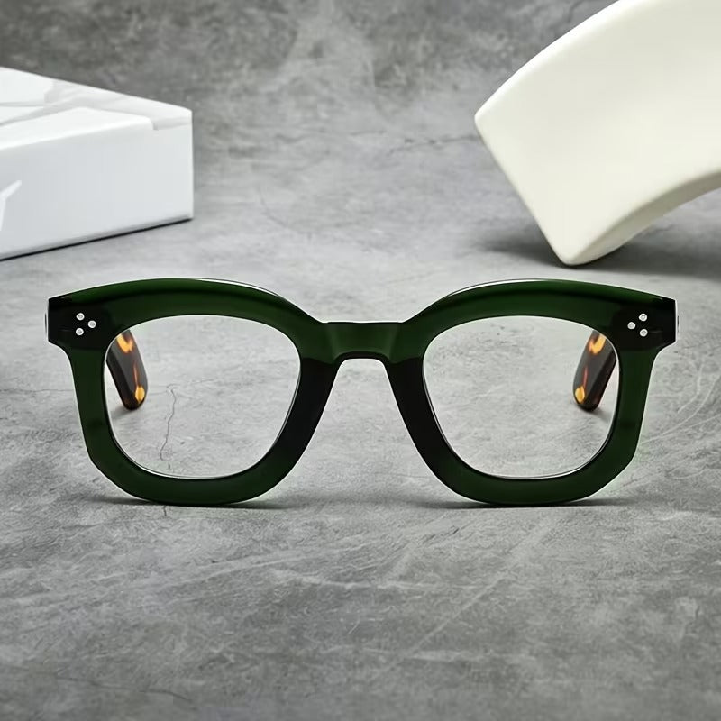 Large Square Retro Eyeglasses for Men and Women | Vintage Clear Lens