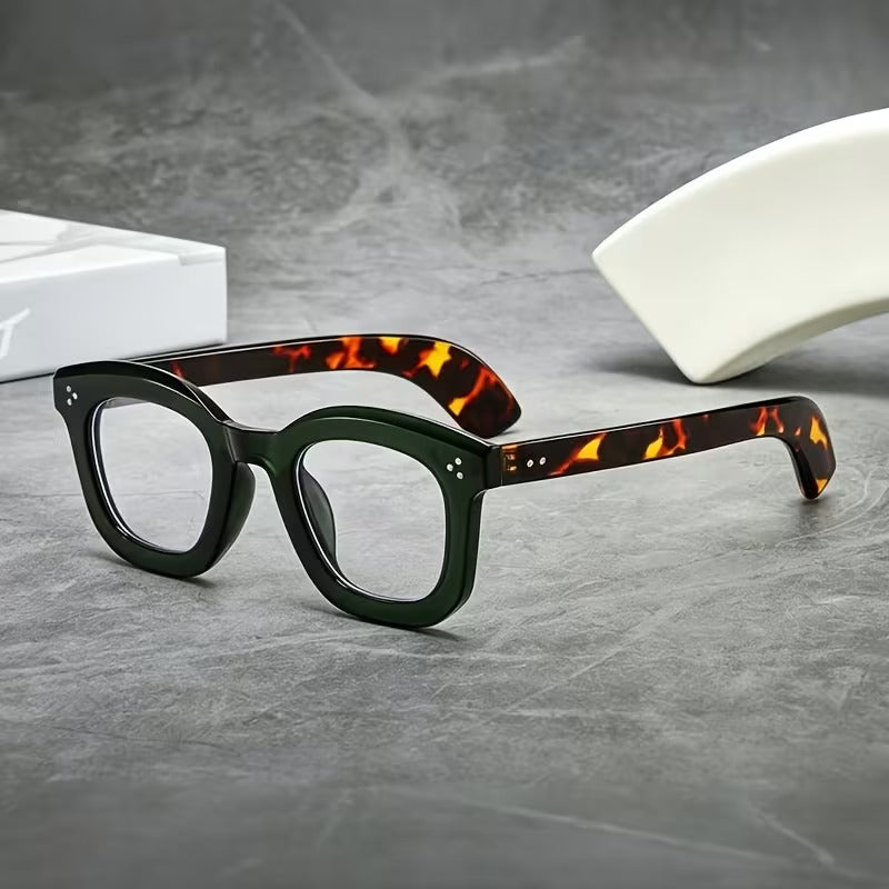 Large Square Retro Eyeglasses for Men and Women | Vintage Clear Lens