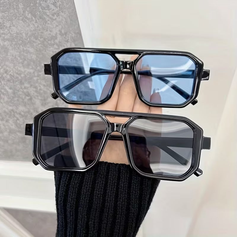 Retro Double-Bridge Square Sunglasses for Men & Women