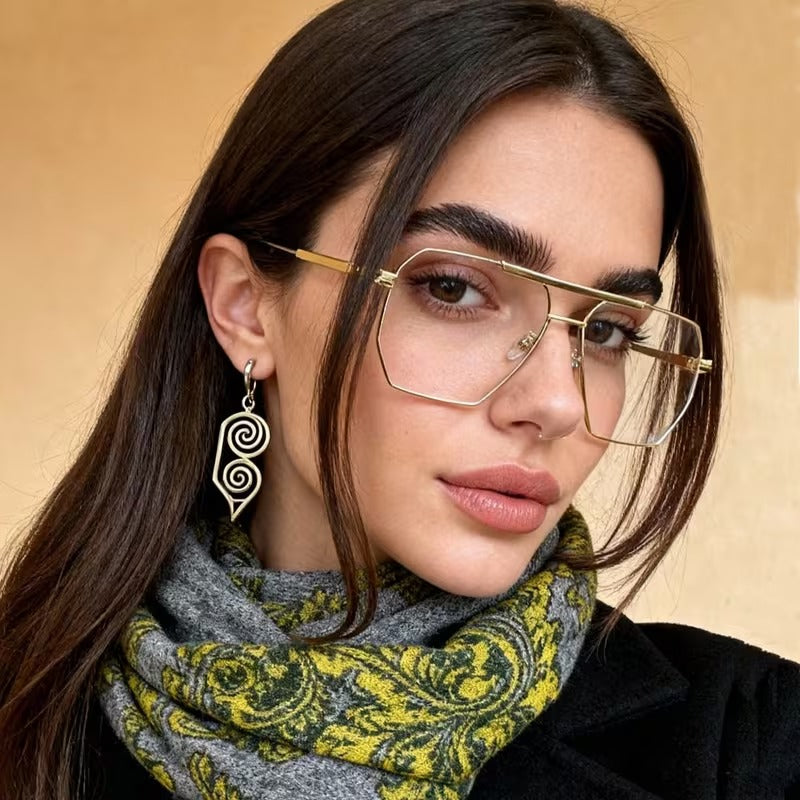 Vintage Square Double Bridge Gold Glasses | Clear Fashion Eyewear