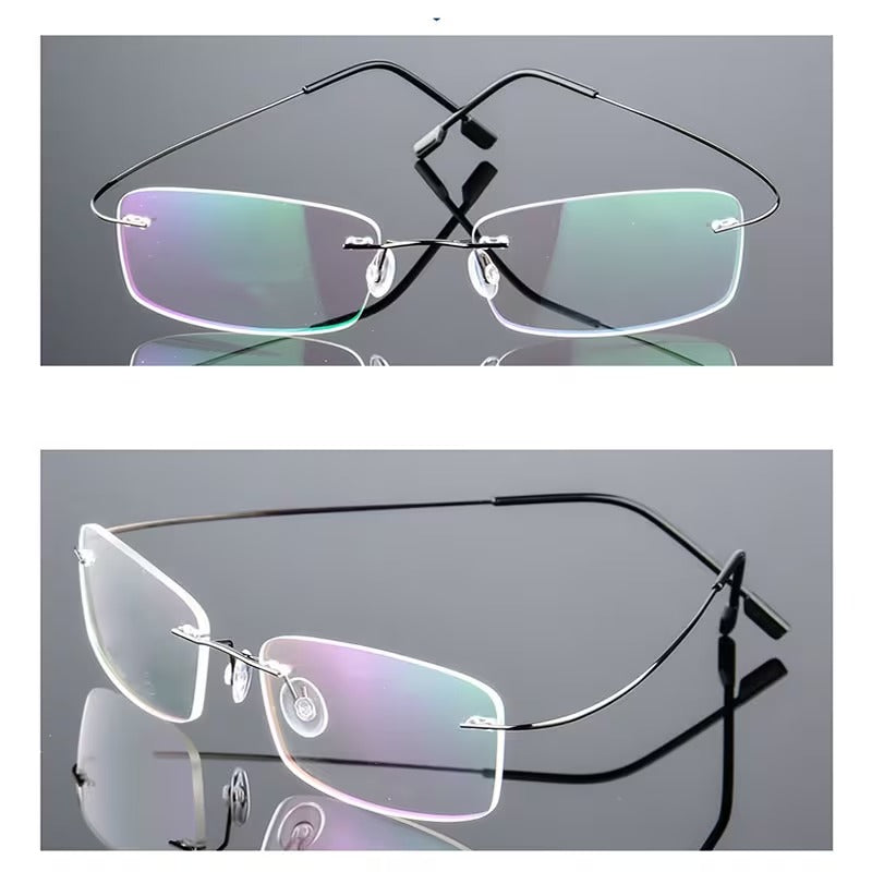 Titanium Alloy Ultra-Light Rimless Square Eyeglasses for Men & Women