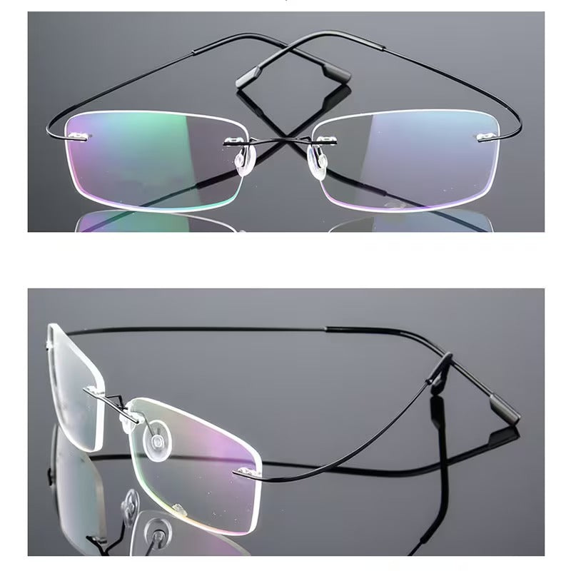 Titanium Alloy Ultra-Light Rimless Square Eyeglasses for Men & Women