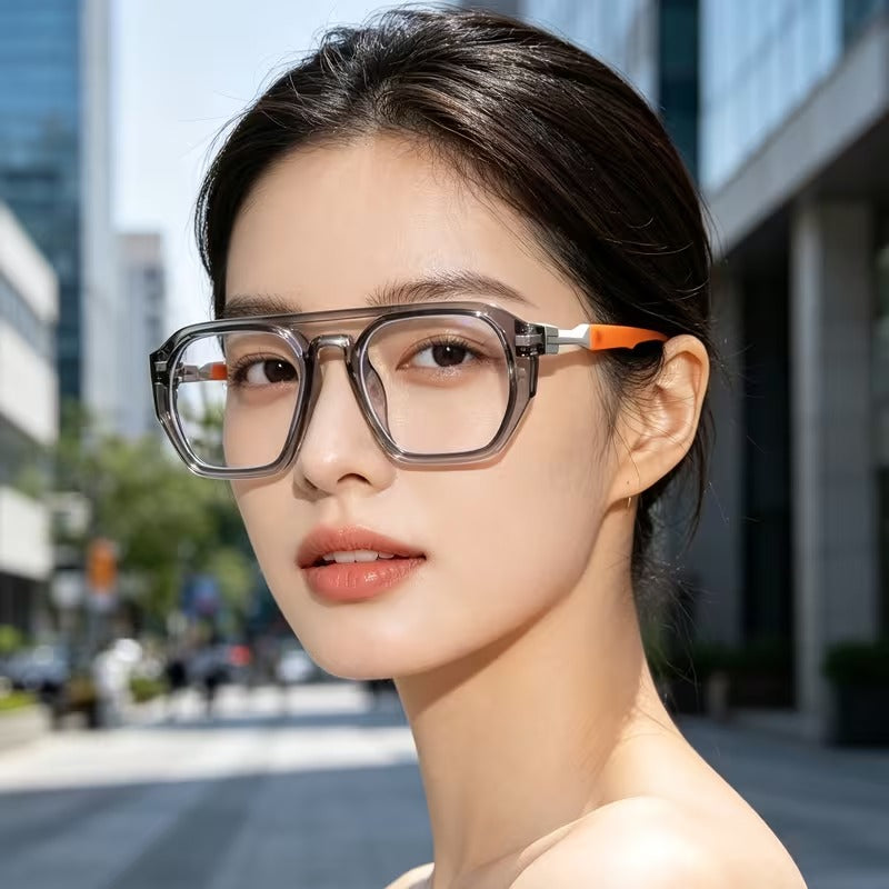 Luxury Double Bridge Square Eyeglasses for Men & Women