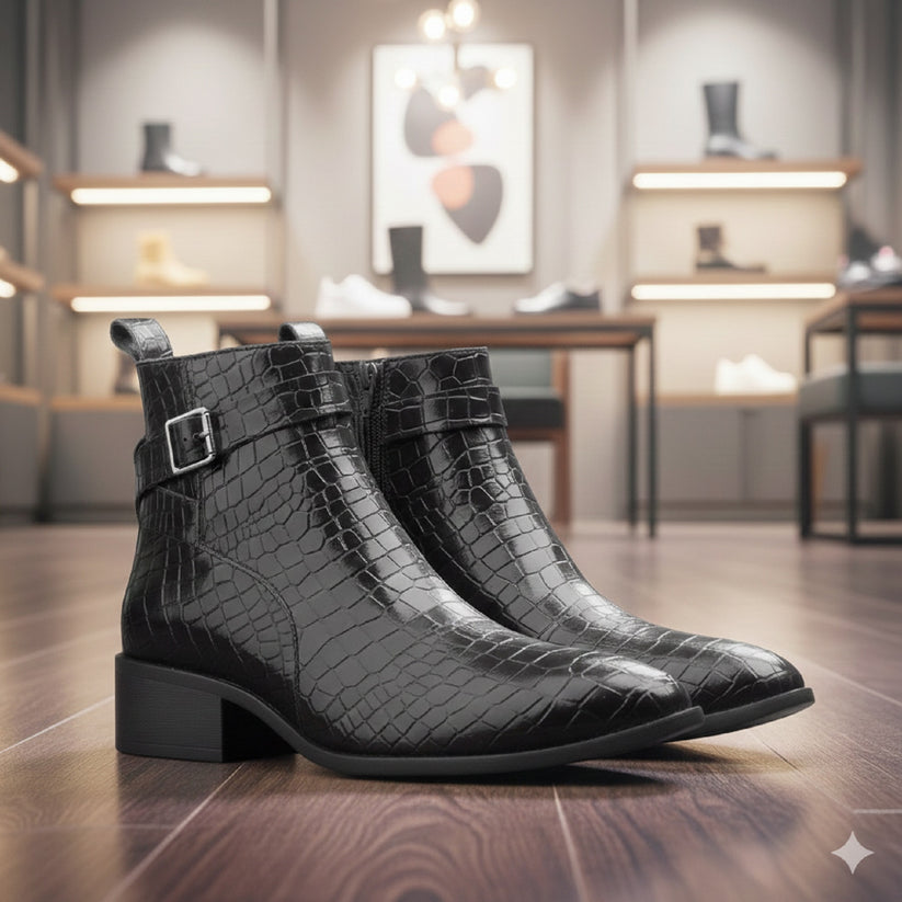 JonasParamount Men’s Black High Ankle Block Heel Boots