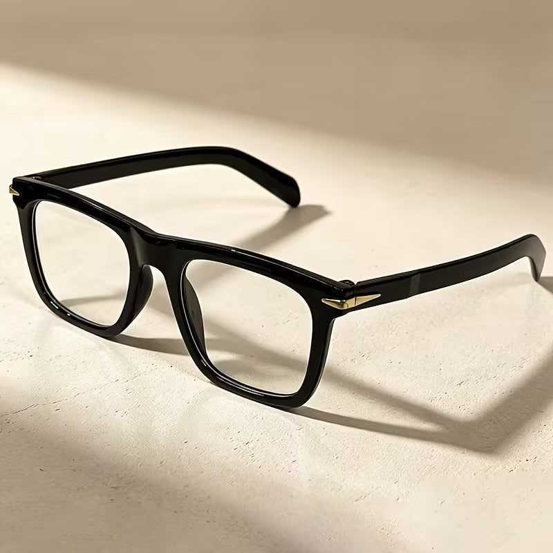 Black Retro Square Full-Rim Fashion Glasses for Men and Women