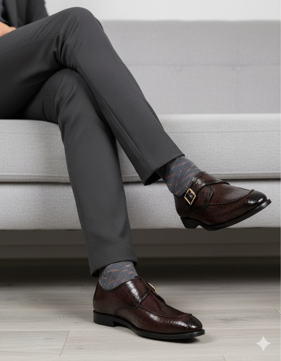 JonasParamount Monk Strap Moccasins for Men – Handmade Faux Leather Dress Shoes