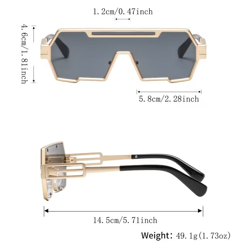 Geometric One-Piece Lens Sunglasses for Men and Women | Gold Fashion Shades