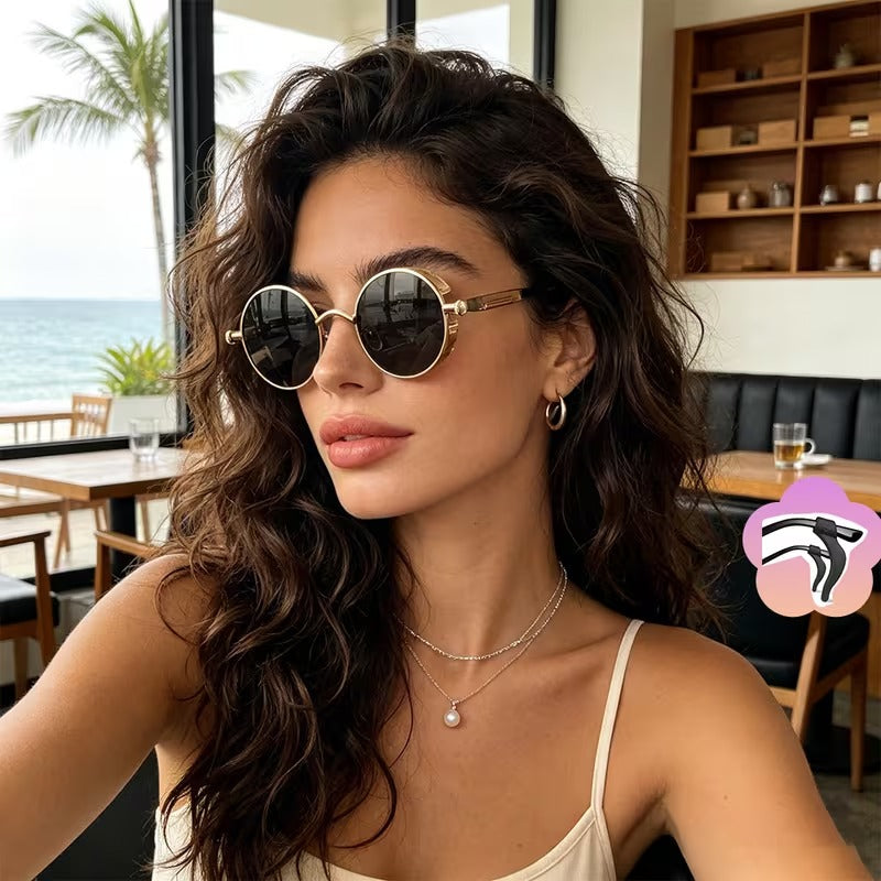 Vintage Round Steampunk Sunglasses for Men & Women
