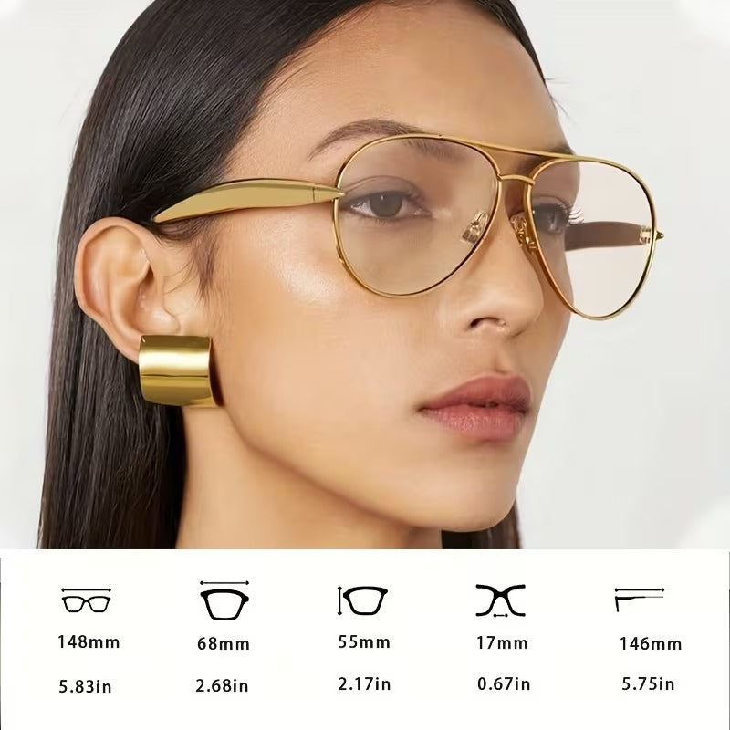 Retro Gold Aviator Eyeglass Frame for Men & Women