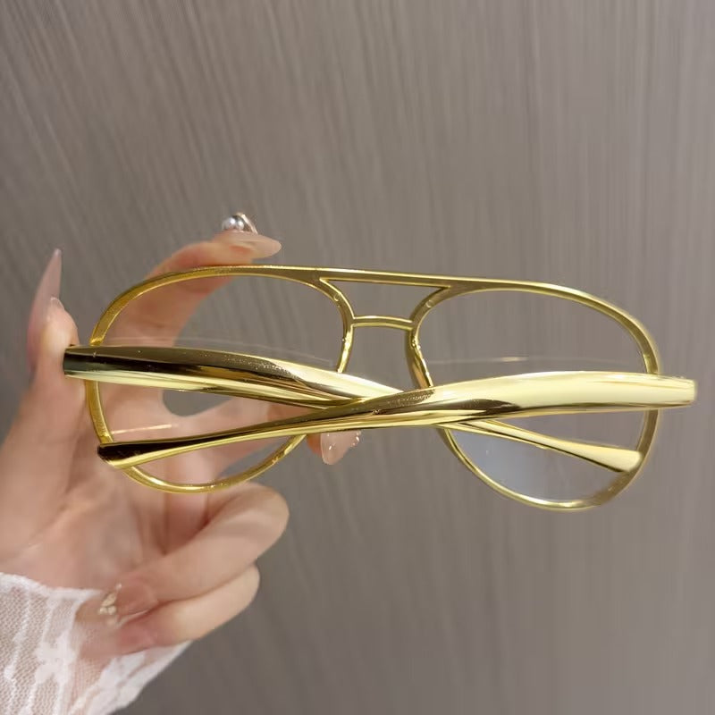 Retro Gold Aviator Eyeglass Frame for Men & Women