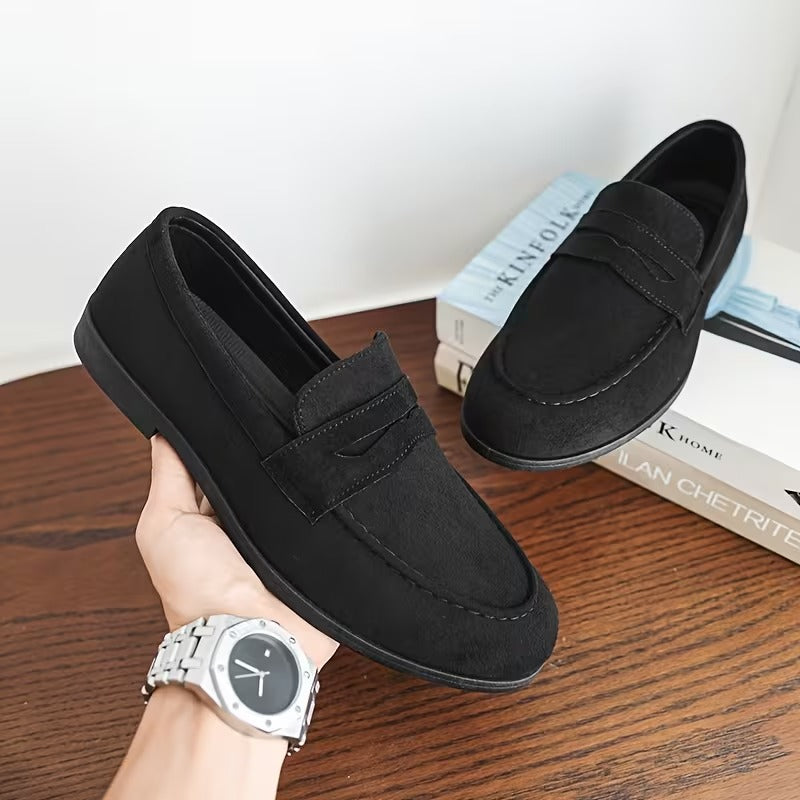 Premium Suede Penny Loafers for Men – Genuine Leather Slip-On Casual Shoes
