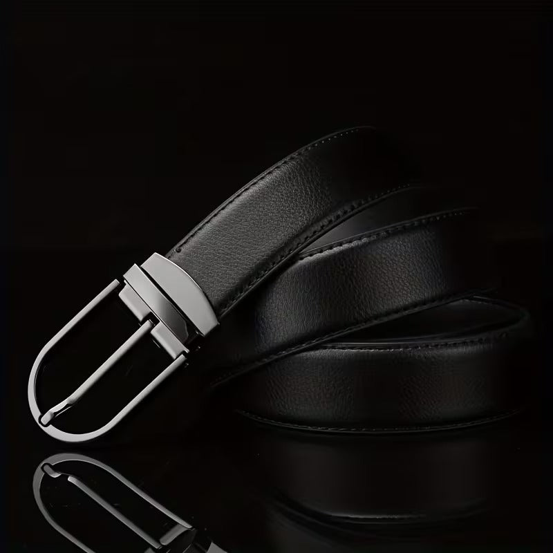 Men’s Classic Leather Belt – Simple Alloy Buckle Casual & Formal Waist Belt