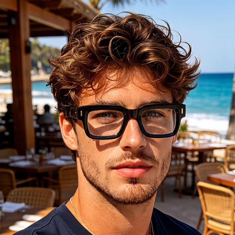 Retro Black Square Eyeglasses for Men and Women